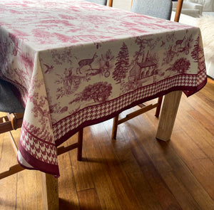 Toile Burgundy Tablecloth