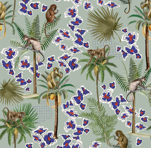 Tropical Monkey Grey Tablecloth