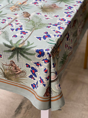 Tropical Monkey Grey Tablecloth