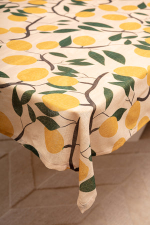 Open image in slideshow, Linen Lemon Tablecloth
