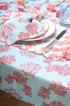 Linen Coral Tablecloth